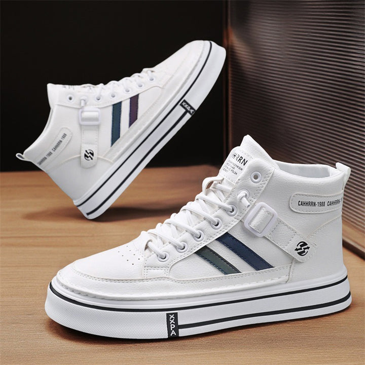 Unisex Mid-Top Street-Sneaker mit verstärkter Cupsohle, dekorativem Gurt und gepolstertem Knöchelkragen Drune