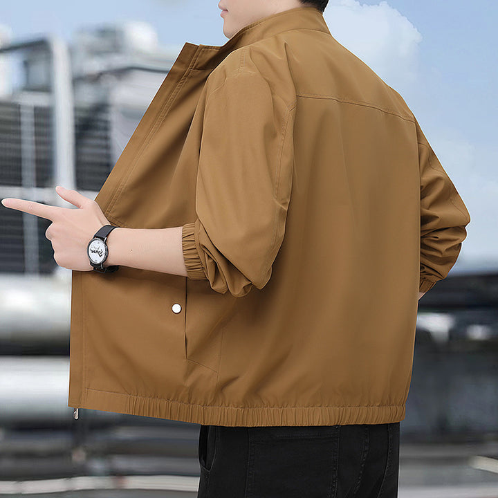 Herren Leichte Urban-Windjacke mit Stehkragen, Reißverschluss und elastischen Bündchen Drune