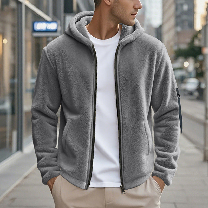 Herren Fleecejacke mit Kapuze und praktischen Reißverschlusstaschen Drune