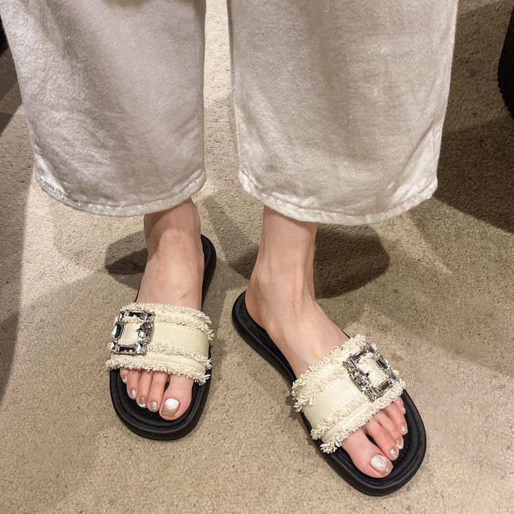 Damen elegante Mules mit glamourösem Strassakzent Drune