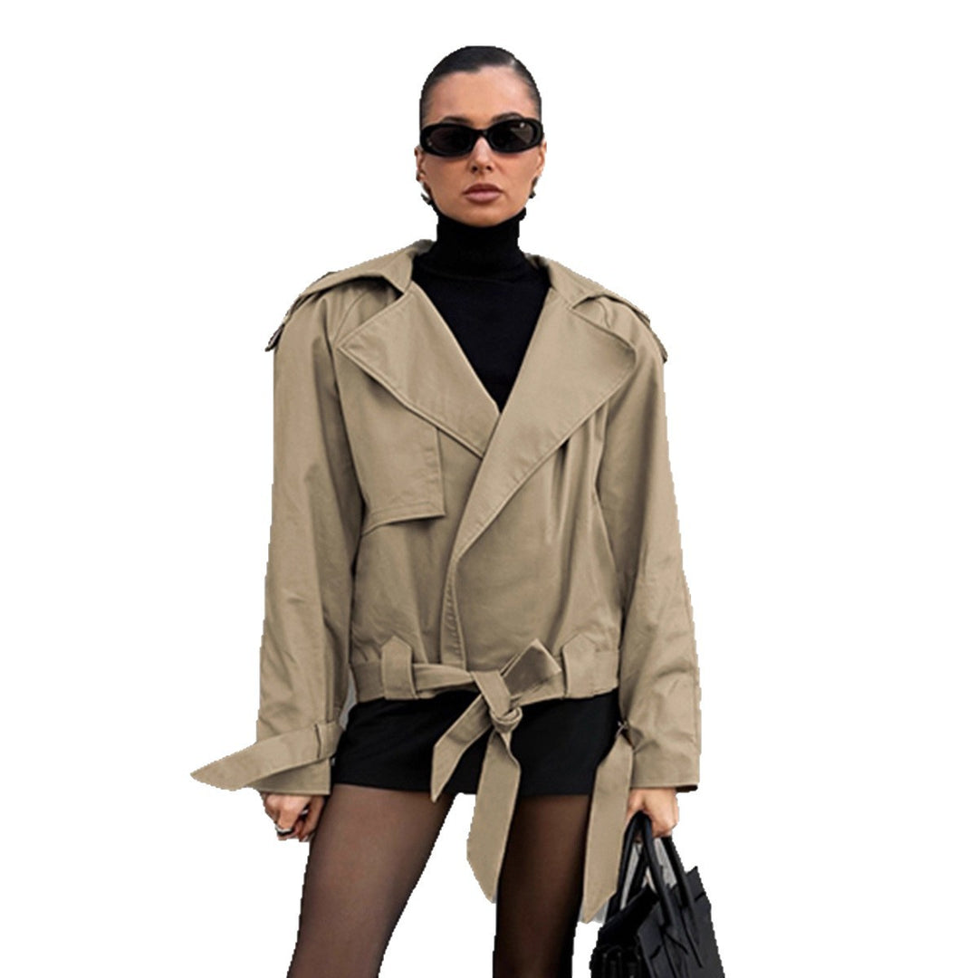 Damen lässige Utility-Jacke im Oversized-Schnitt mit taillierbarem Gürtel und praktischen Taschen Drune
