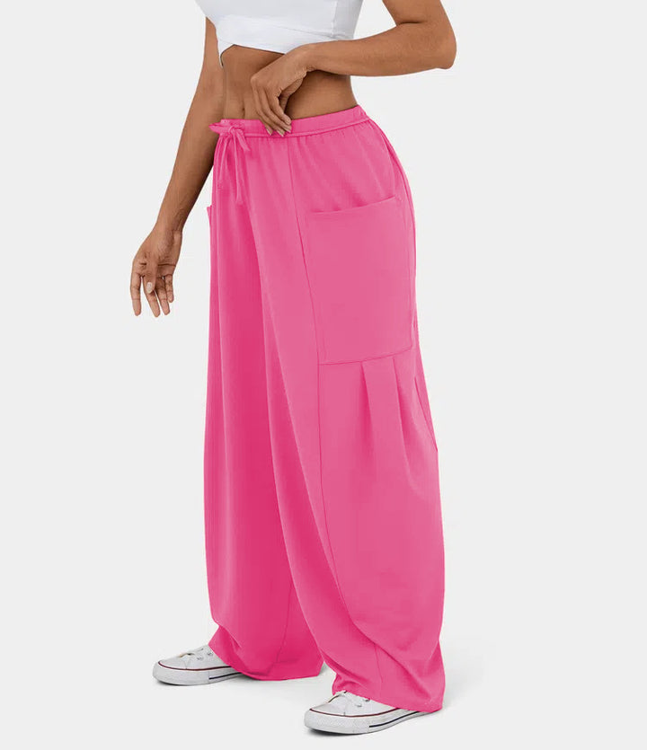 Damen Weite Freizeit-Hose mit elastischem Bund und praktischen Taschen Drune