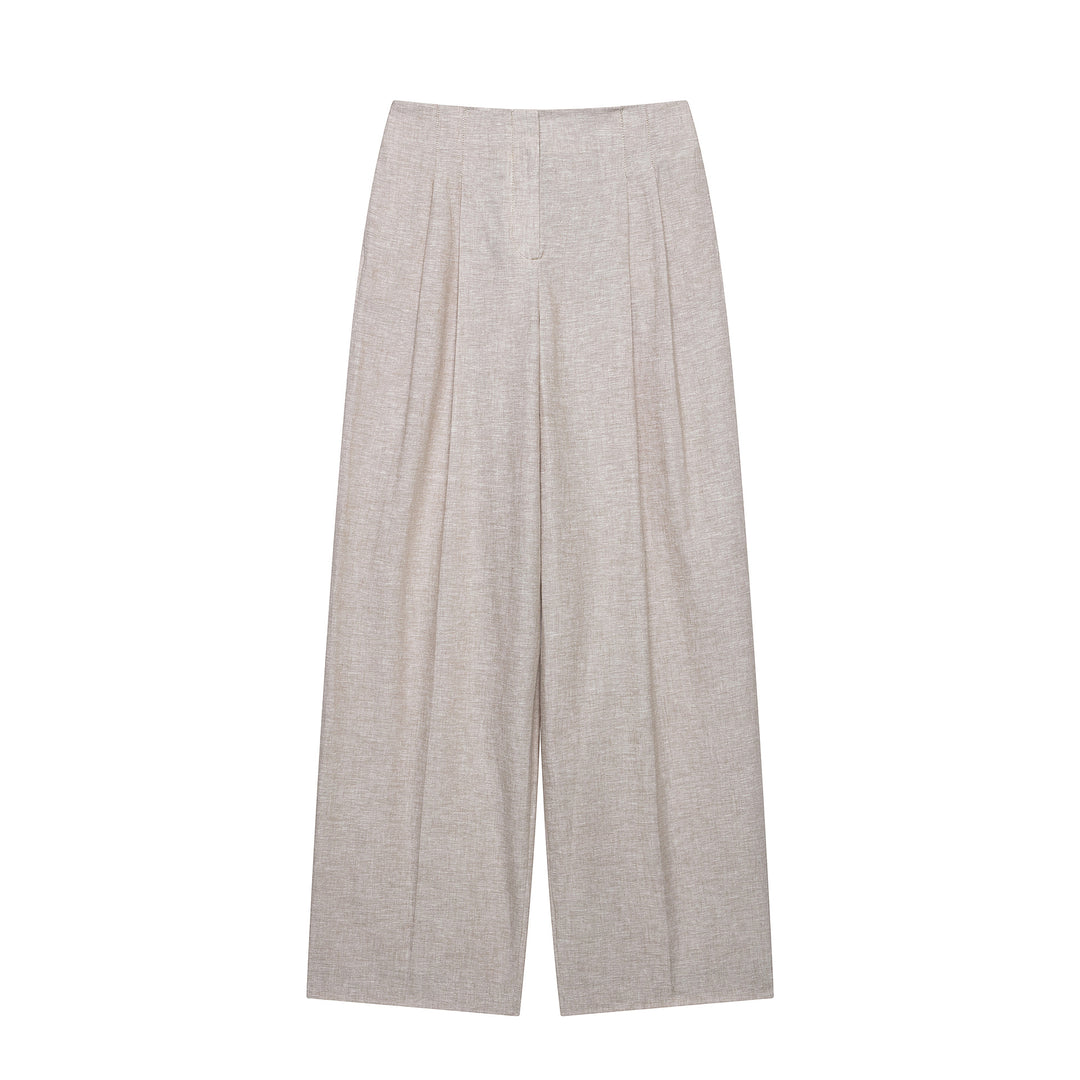 Damen Hochtaillierte Culotte-Palazzohose mit Bügelfalte und weitem Bein Drune