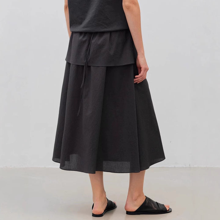 Damen eleganter Maxirock mit fließendem Schnitt und elastischem Bund Drune