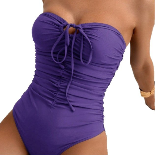 Damen Bandeau Badeanzug mit stylishen Raffungen Drune