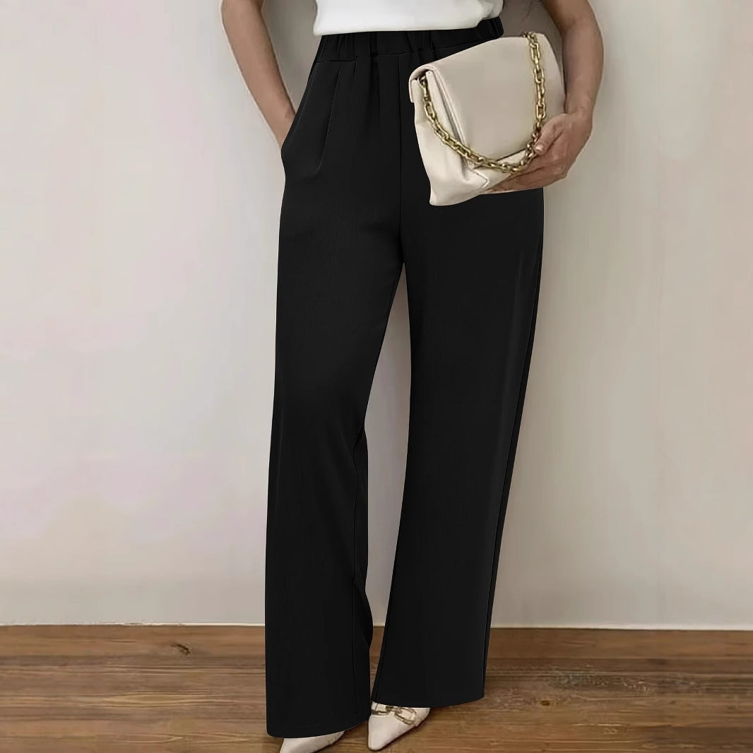 Damen Weite Hochtaillierte Stoffhose mit elegantem Gummibund Drune