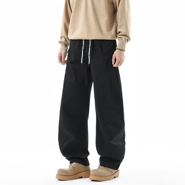 Herren Weite Freizeit-Hose mit elastischem Tunnelzugbund, diagonalem Eingriffstaschen‑Design und Knie‑Paneelen Drune