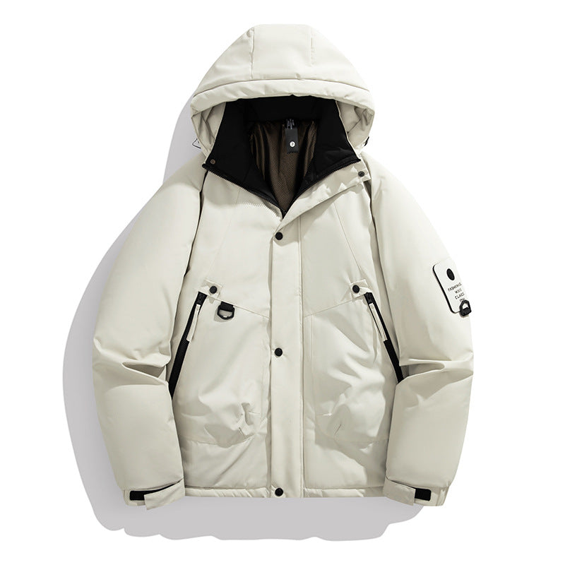 Herren Wattierte Kapuzenjacke im Utility‑Stil mit Multifachtaschen und verstellbarem Saum Drune