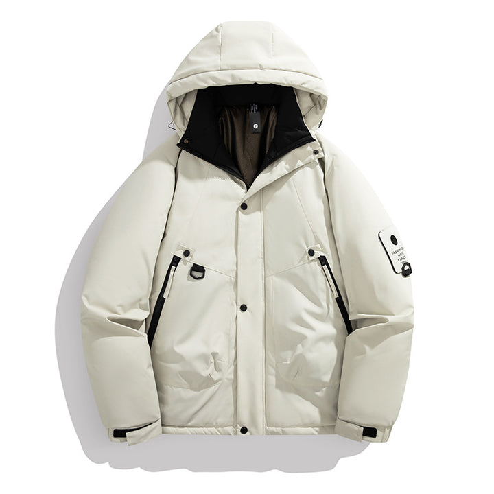 Herren Wattierte Kapuzenjacke im Utility‑Stil mit Multifachtaschen und verstellbarem Saum Drune