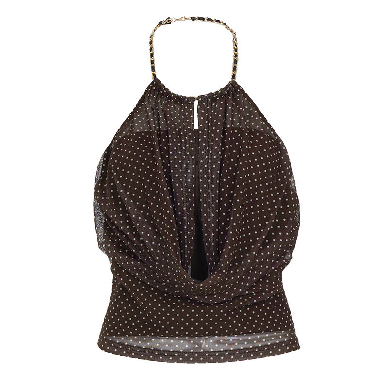 Damen Halteroberteil mit drapiertem Design und feinem Punkte-Muster Drune