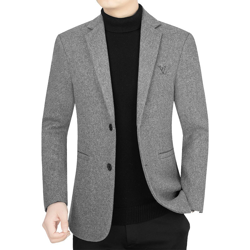 Herren Slim-Fit Sakko im Filzlook mit minimalistischen Pattentaschen Drune