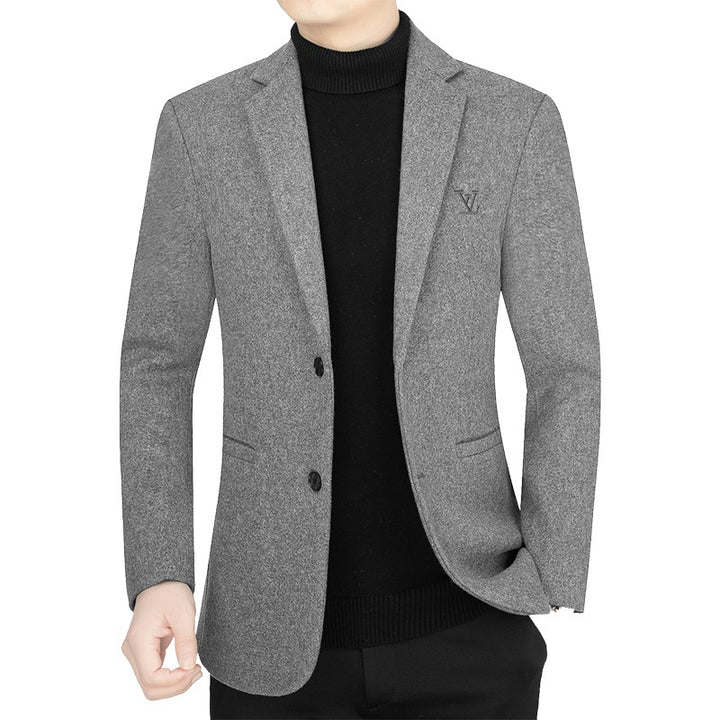 Herren Slim-Fit Sakko im Filzlook mit minimalistischen Pattentaschen Drune