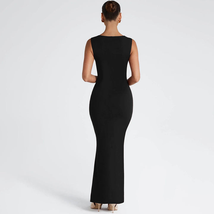 Damen Figurbetontes Abendkleid mit Quadrat-Ausschnitt und eleganter Drapierung Drune