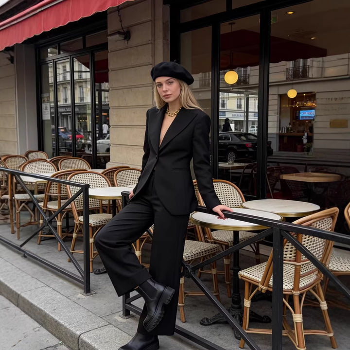 Damen Maßgeschneiderter Ein-Knopf-Blazer mit extra weitem Schalkragen und schmaler Silhouette Drune