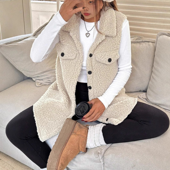 Damen Teddy-Weste mit Taschen Drune