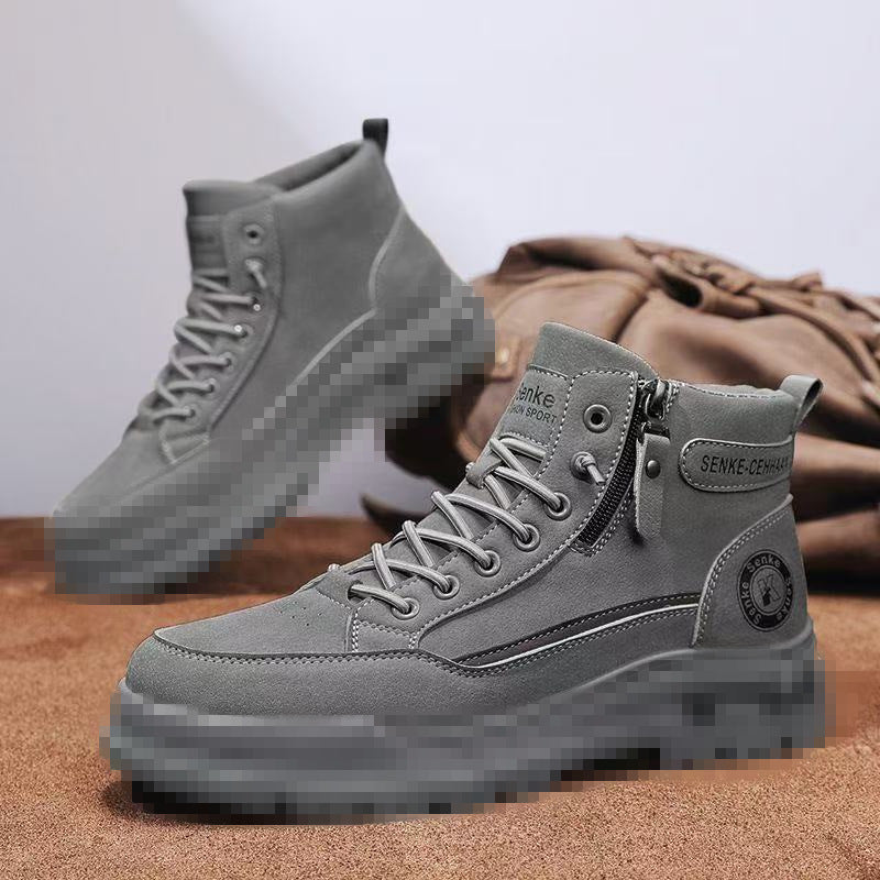 Herren knöchelhohe Sneaker-Boots aus Veloursleder mit Reißverschluss und profilierter Gummisohle Drune