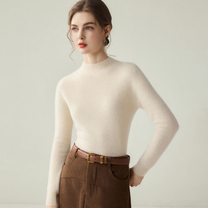 Damen Schmaler Mockneck-Feinstrickpullover mit kaschmirähnlicher Haptik Drune