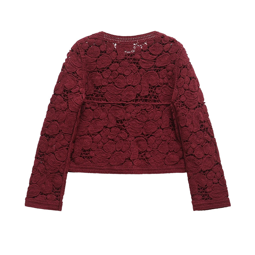 Damen Strickjacke aus feiner Spitze mit dekorativen Knopfdetails und eleganter Silhouette Drune