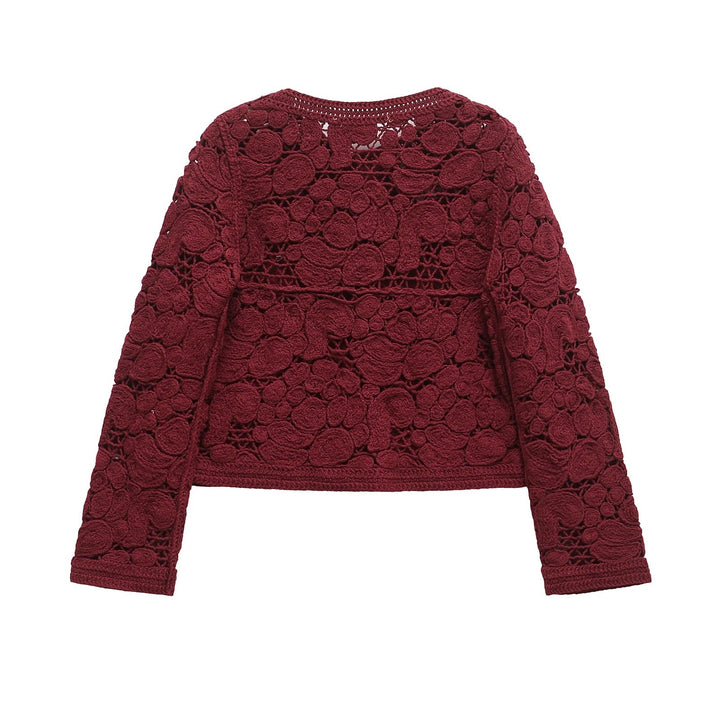 Damen Strickjacke aus feiner Spitze mit dekorativen Knopfdetails und eleganter Silhouette Drune