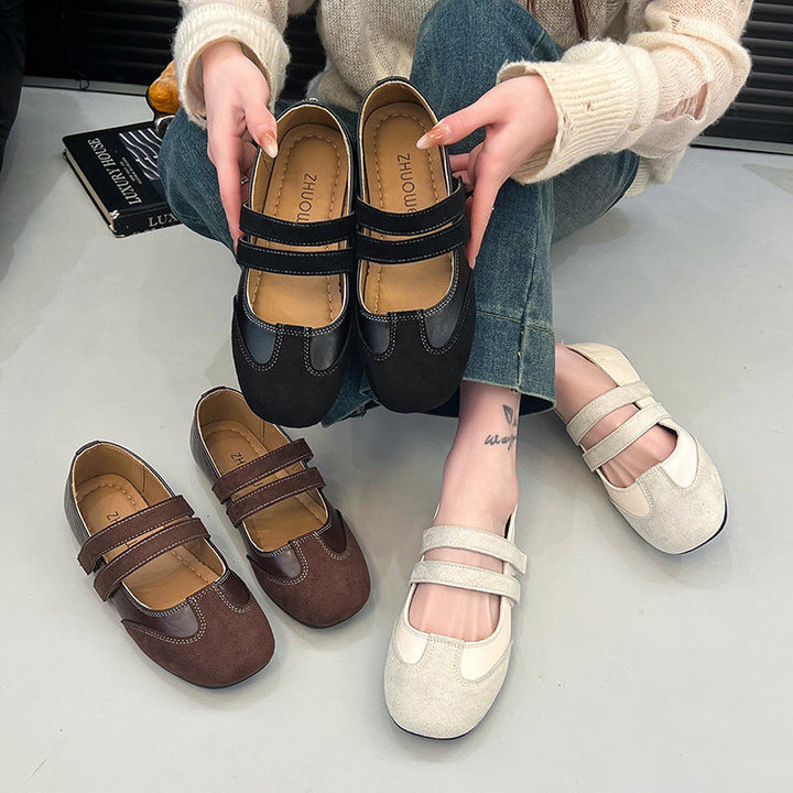 Damen Ballerina-Schuhe mit doppelt verstellbarem Riemen Drune