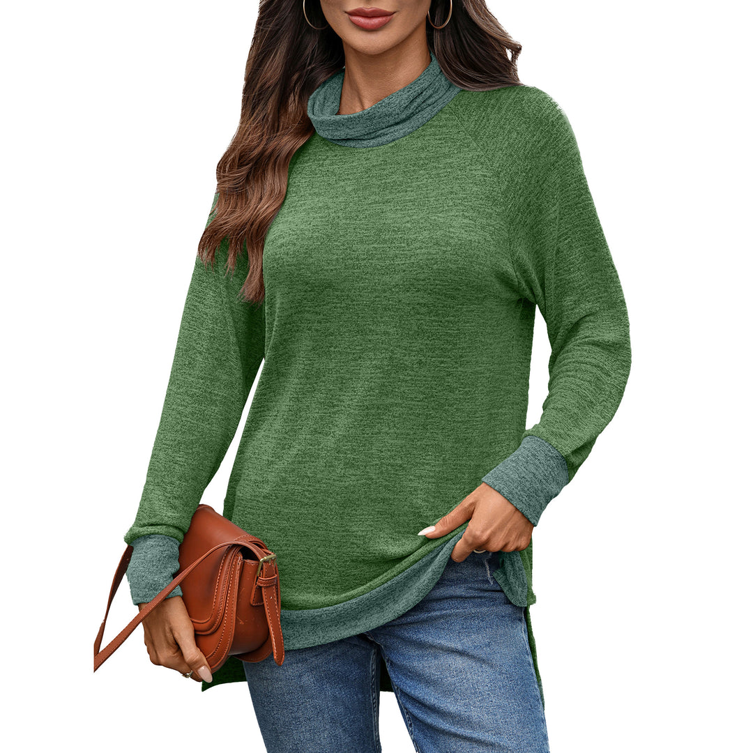 Damen lässiger Pullover mit stehendem Kragen und seitlichen Schlitzen Drune