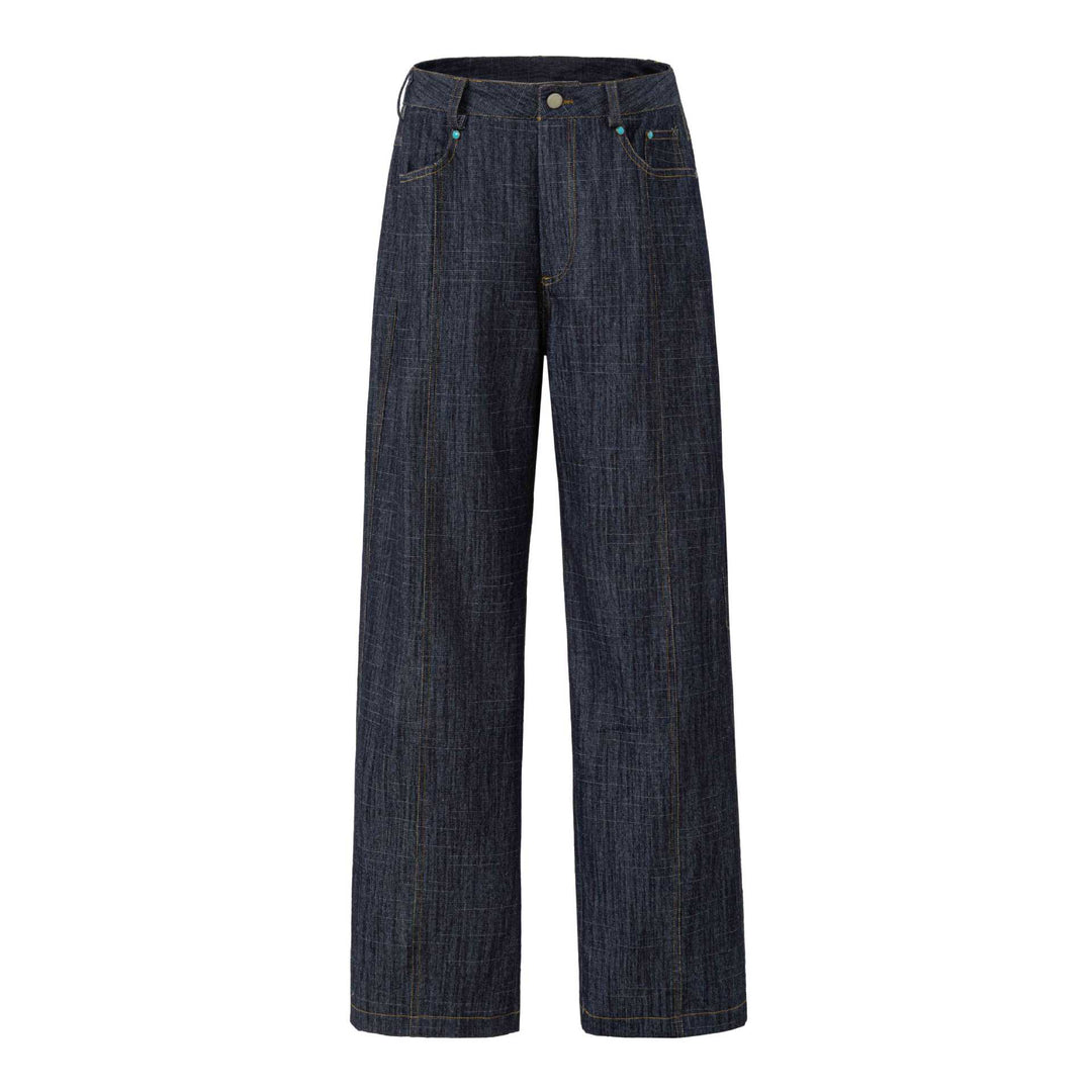 Damen Weite hochtaillierte Jeanshose mit markanter Mittelnaht Drune