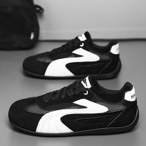 Damen retro-angehauchte Veloursleder-Sneaker mit atmungsaktivem Mesh-Einsatz und rutschfester Gummilaufsohle Drune