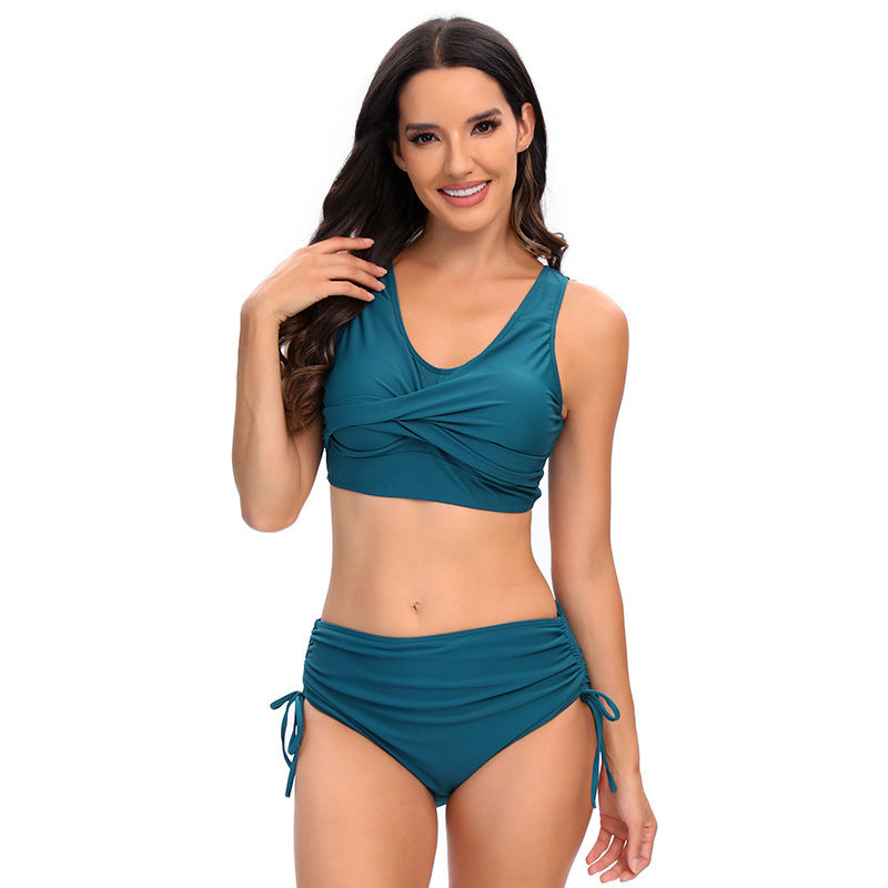 Damen Bikini-Set mit schickem Wickeloberteil und hoch taillierten Höschen Drune