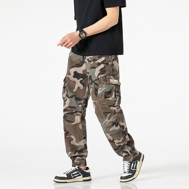 Herren Taktische Cargo‑Jogginghose im Camouflage‑Military‑Look mit Tunnelzugbund, Knieabnähern und Multifachtaschen Drune