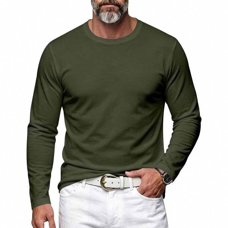 Herren Slim-Fit Baumwoll-Langarmshirt mit Rundhalsausschnitt Drune