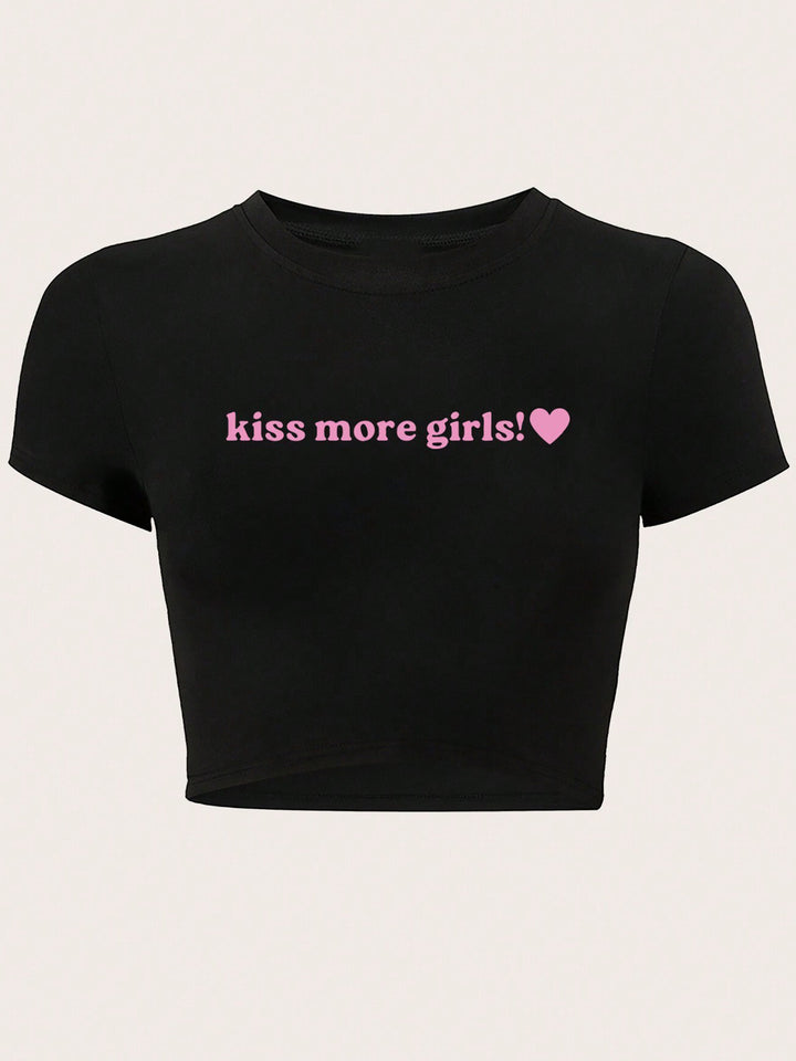 Damen Crop-Top mit auffälligem Schriftzug Drune