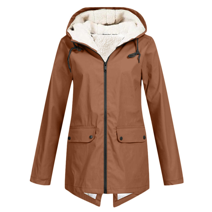 Damen wetterfeste und gefütterte Regenjacke mit verstellbarem Kapuzenkragen Drune