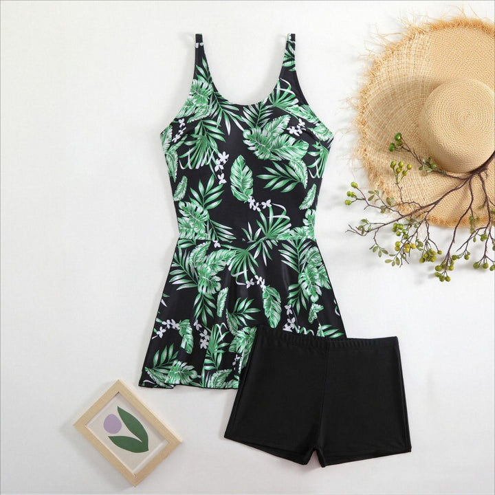 Damen Sportlicher Badeanzug mit floralem Design und integrierten Shorts Drune