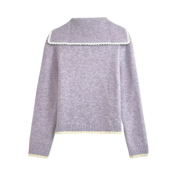 Damen Strickjacke mit romantischen Häkelbesätzen und klassischem Styling Drune