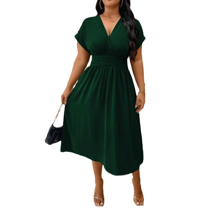 Damen Midikleid mit V-Ausschnitt und tailliertem Design Drune