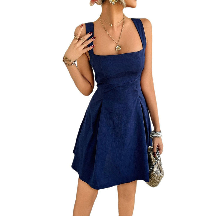 Damen A-Linien Kleid mit quadratischem Ausschnitt und weitem Rock Drune
