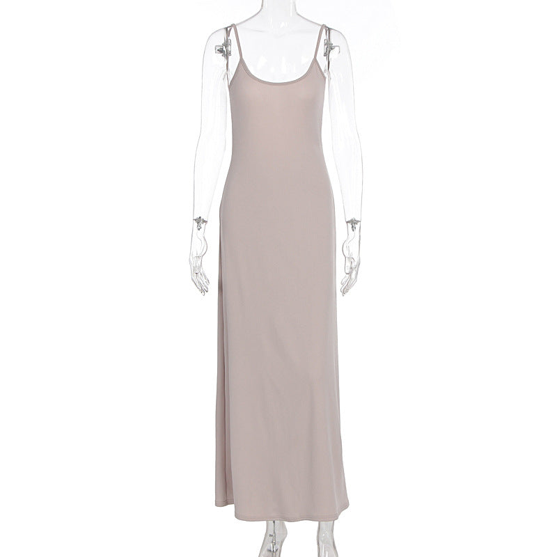 Damen Elegantes Maxikleid mit schlichten Trägern und fließendem Schnitt Drune