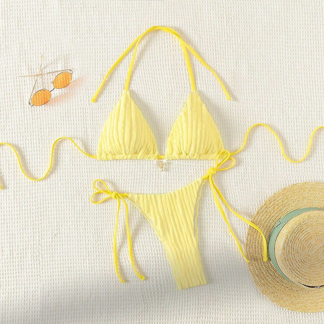 Damen Triangel-Bikini mit strukturierter Rippoptik Drune