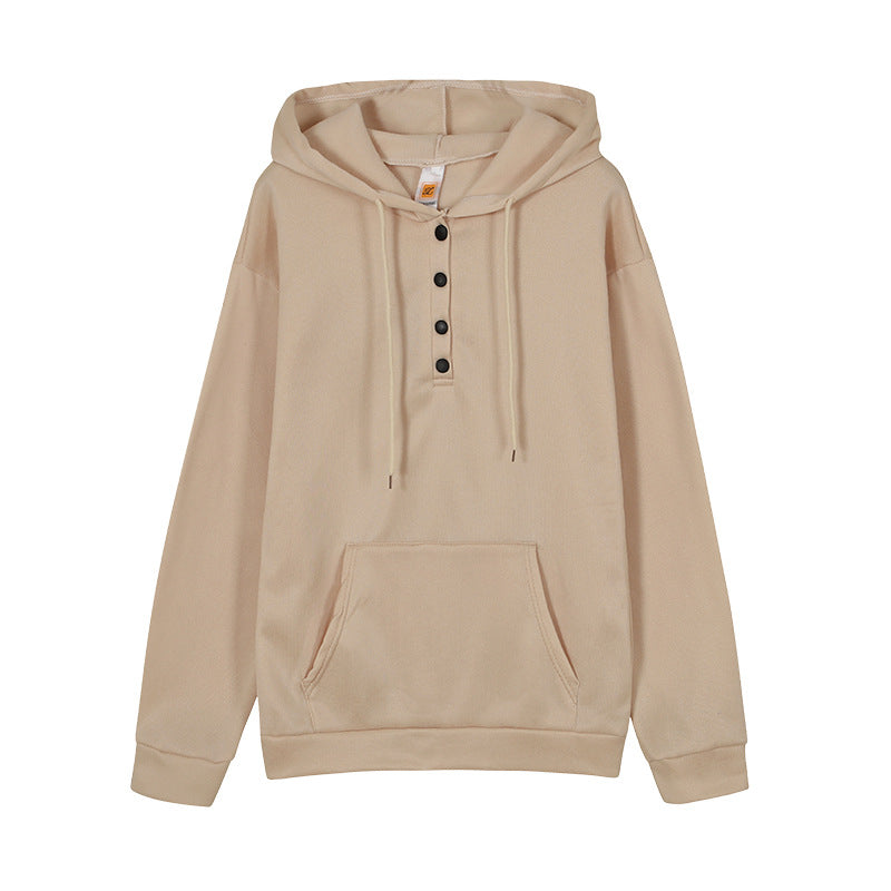 Damen Kapuzenpullover mit Knopfdetails und praktischer Kängurutasche Drune