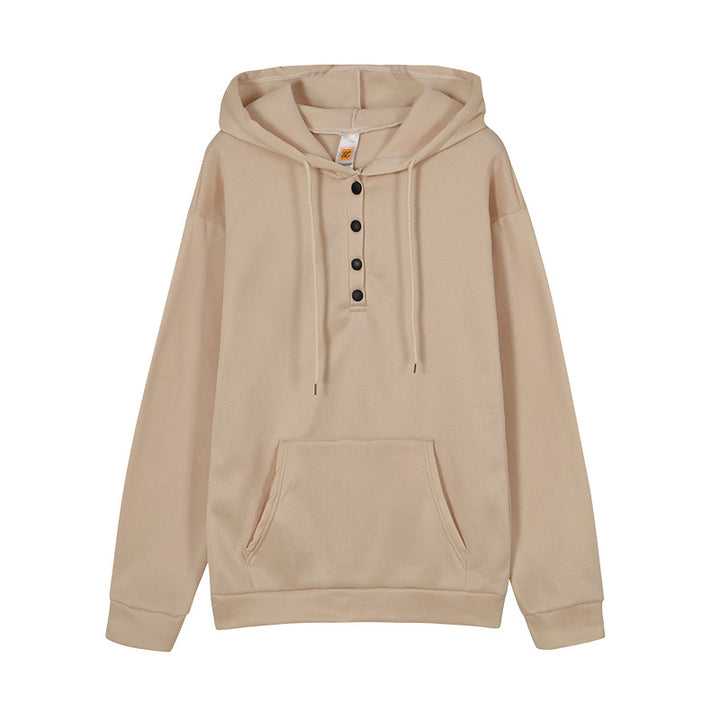 Damen Kapuzenpullover mit Knopfdetails und praktischer Kängurutasche Drune