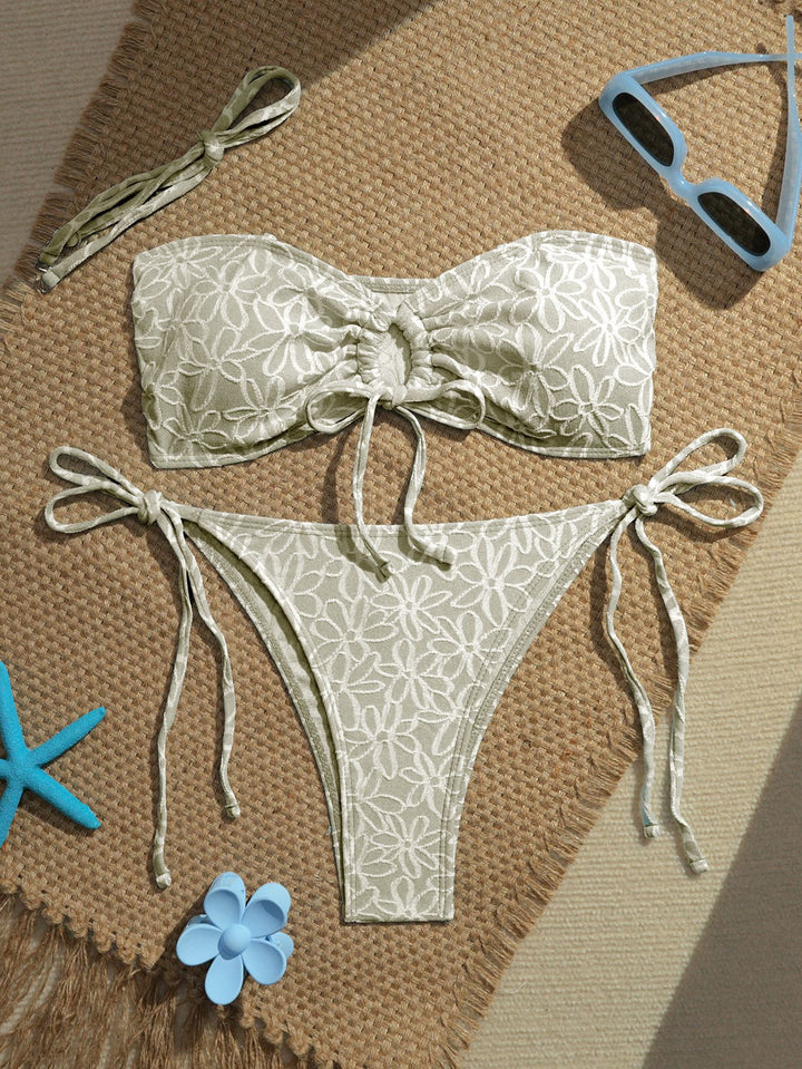 Damen Bandeau-Bikini-Set mit verspielten Rüschendetails Drune