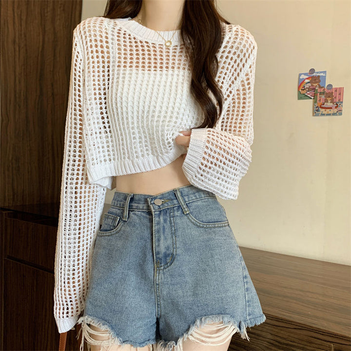 Damen Netzpullover mit angesagtem Crop-Design Drune