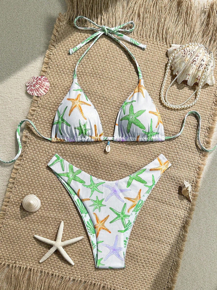 Damen Triangel-Bikini mit maritimem Sternenmuster Drune