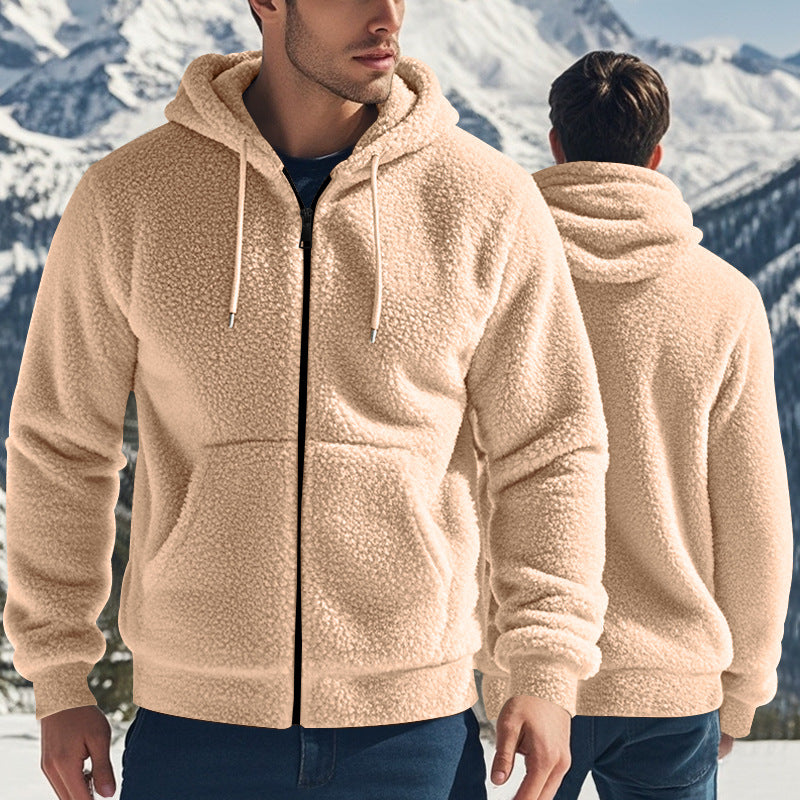 Herren kuschelige Fleecejacke mit hohem Kragen und Reißverschluss Drune