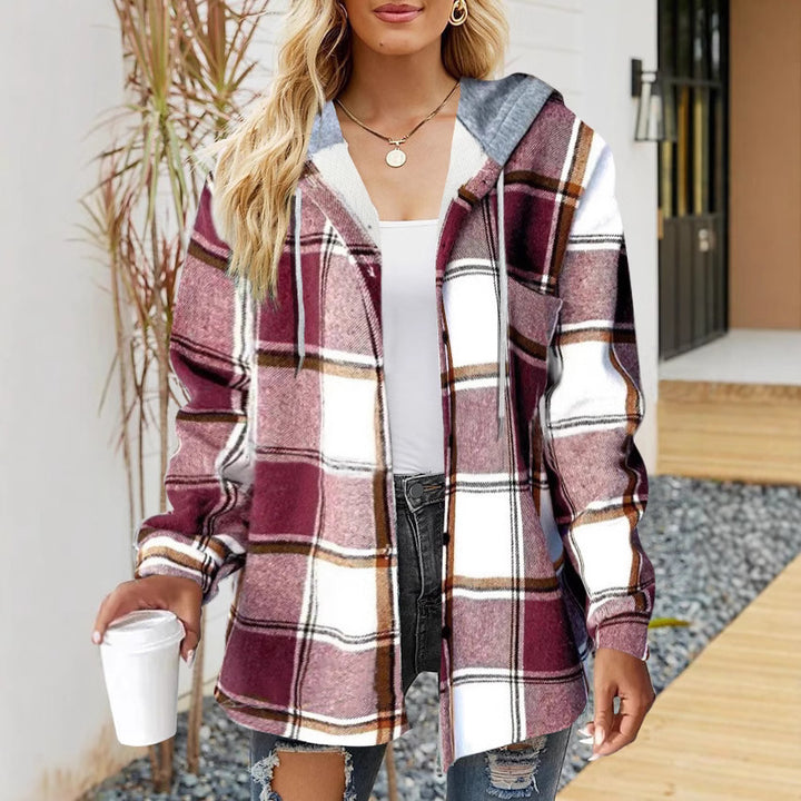 Frauen Oversized Hoodie mit Druckknopfverschluss und Kontrastbesatz Drune