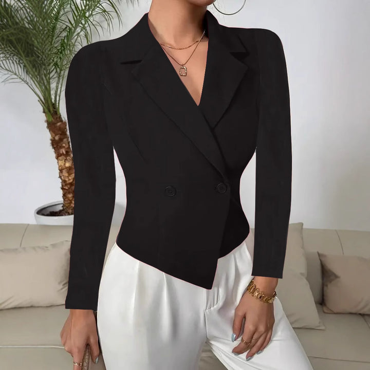 Damen taillierter Blazer im vintage Stil mit doppelt-knopf Verschluss Drune