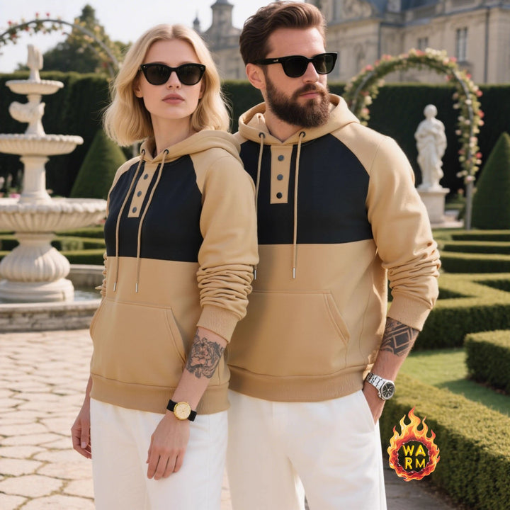 Herren modischer Hoodie mit Knopfleiste und farblich abgesetzten Ärmeln Drune