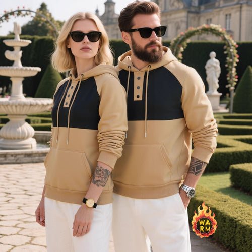Herren modischer Hoodie mit Knopfleiste und farblich abgesetzten Ärmeln Drune
