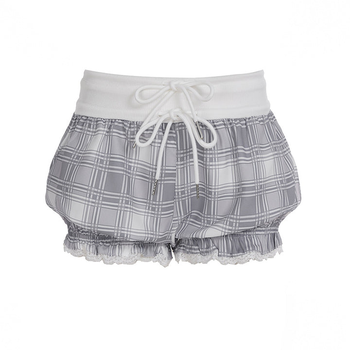 Damen Schlafshorts mit elastischem Bund und dekorativem Kordelzug Drune