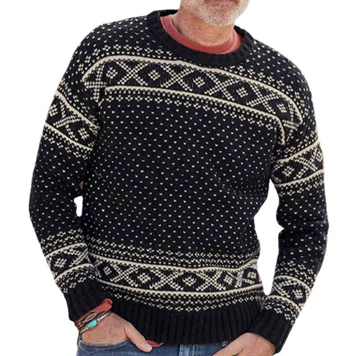 Herren Gemusterter Pullover mit klassischem Norweger-Muster Drune